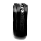 Jewellery Kingdom Ladies 10mm Cz Stainless Steel Wide Band Wedding Eternity Ring Black - Jewelry Rings - British D'sire
