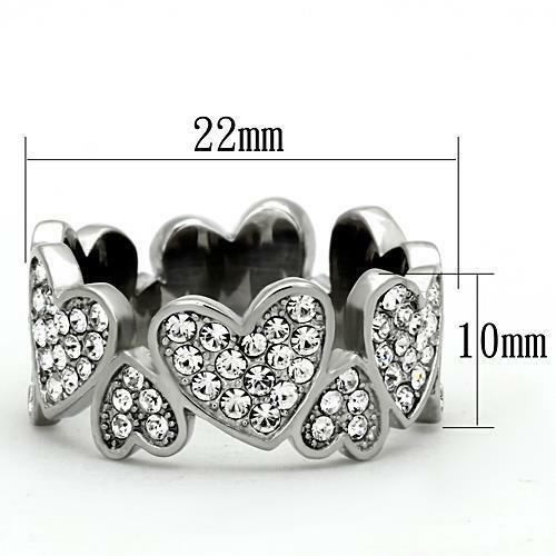 Jewellery Kingdom Ladies 10mm Heart Full Eternity Stainless Steel Band Ring (Silver) Secondary image
