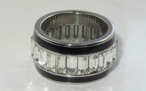 Jewellery Kingdom Ladies 11mm Band Full Eternity Wedding Baguettes Cubic Zirconia Stainless Steel Ring - Jewelry Rings - British D'sire Main image