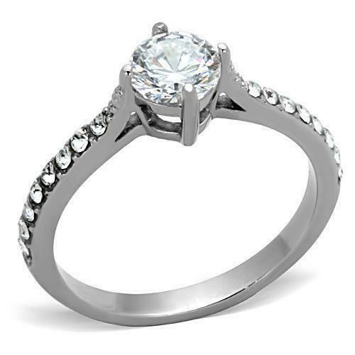 Jewellery Kingdom Ladies 1.50 Carat Cubic Zirconia Stainless Steel Silver Accents Ring - Jewelry Rings - British D'sire Main image