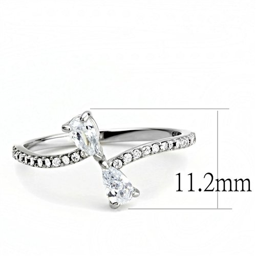 Jewellery Kingdom Ladies 1.50 Carat Pear Cz Double Accents Stainless Steel Ring (Silver) - Jewelry Rings - British D'sire