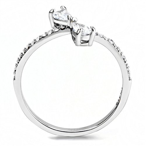 Jewellery Kingdom Ladies 1.50 Carat Pear Cz Double Accents Stainless Steel Ring (Silver) - Jewelry Rings - British D'sire
