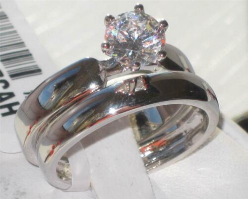 Jewellery Kingdom Ladies 1.50 Carat Solitaire Set Wedding Band Engagement Silver Rhodium Ring - Jewelry Rings - British D'sire Main image