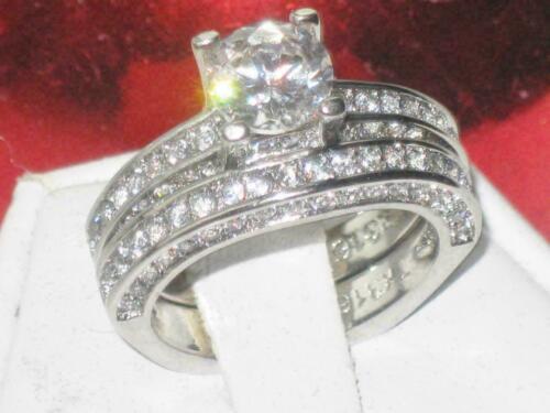Jewellery Kingdom Ladies 1.55 Carat Cz Free Band Wedding Engagement Ring Set (Silver) - Jewelry Rings - British D'sire