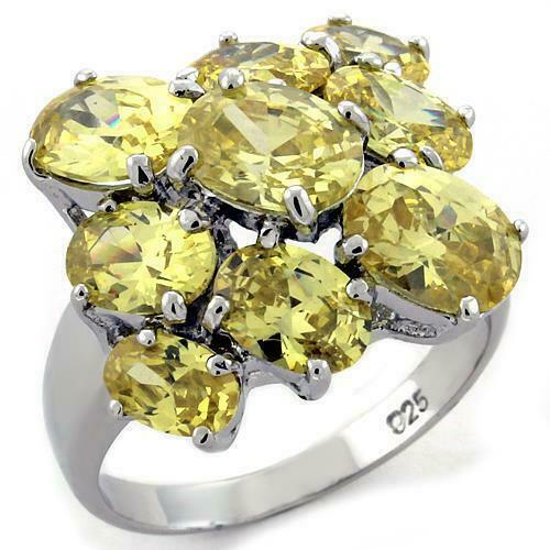 Jewellery Kingdom Ladies 1.8 Carat Oval Cocktail Sterling Silver Cz Yellow Citrine Ring - Jewelry Rings - British D'sire Main image