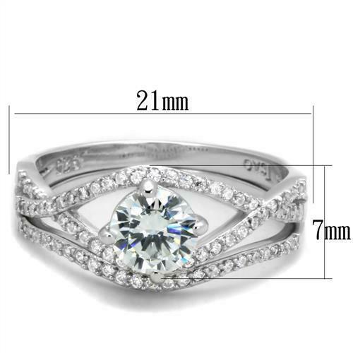 Jewellery Kingdom Ladies 1.80 Carat Cz Sterling Silver Engagement Wedding Band 2pcs Ring Set - Jewelry Rings - British D'sire