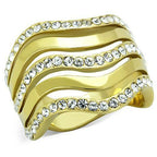 Jewellery Kingdom Ladies 18mm 18kt Steel Cz Chunky Classy Cocktail Band Ring (Gold) - Jewelry Rings - British D'sire