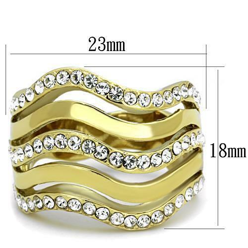 Jewellery Kingdom Ladies 18mm 18kt Steel Cz Chunky Classy Cocktail Band Ring (Gold) Secondary image