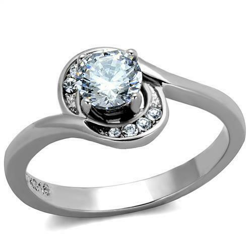 Jewellery Kingdom Ladies 1ct Cubic Zirconia Stainless Steel Engagement Ring (Silver) - Jewelry Rings - British D'sire Main image