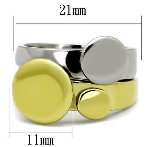 Jewellery Kingdom Ladies 2 Bands N Stone 18kt Stainless Steel Ring Set (Gold) Secondary image