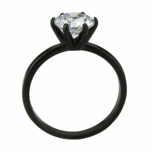 Jewellery Kingdom Ladies 2 Carat Black Cubic Zirconia Stainless Steel Solitaire Ring Secondary image