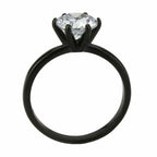 Jewellery Kingdom Ladies 2 Carat Black Cubic Zirconia Stainless Steel Solitaire Ring - Jewelry Rings - British D'sire