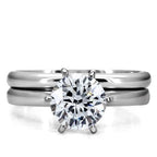 Jewellery Kingdom Ladies 2 Carat Cz Stainless Steel Wedding Band Engagement Ring Set (Silver) - Jewelry Rings - British D'sire