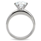 Jewellery Kingdom Ladies 2 Carat Cz Stainless Steel Wedding Band Engagement Ring Set (Silver) - Jewelry Rings - British D'sire