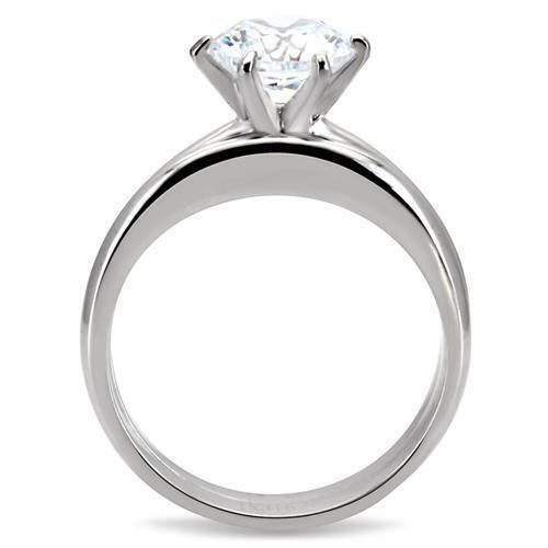 Jewellery Kingdom Ladies 2 Carat Cz Stainless Steel Wedding Band Engagement Ring Set (Silver) - Jewelry Rings - British D'sire
