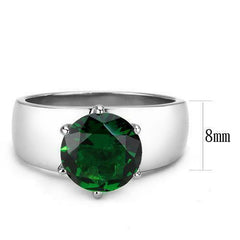 Jewellery Kingdom Ladies 2 Carat Emerald Green Cz Solitaire Stainless Steel Ring (Silver) - Jewelry Rings - British D'sire