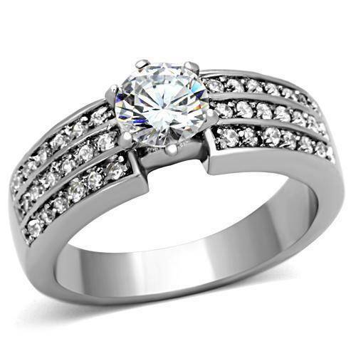 Jewellery Kingdom Ladies 2 Carat Solitaire Accents Channel Stainless Steel Cubic Zirconia Ring (Silver) - Jewelry Rings - British D'sire