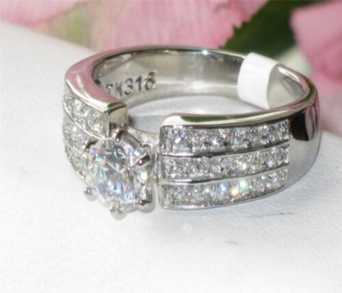 Jewellery Kingdom Ladies 2 Carat Solitaire Accents Channel Stainless Steel Cubic Zirconia Ring (Silver) - Jewelry Rings - British D'sire