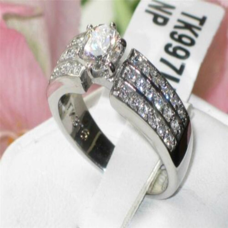Jewellery Kingdom Ladies 2 Carat Solitaire Accents Channel Stainless Steel Cubic Zirconia Ring (Silver) - Jewelry Rings - British D'sire