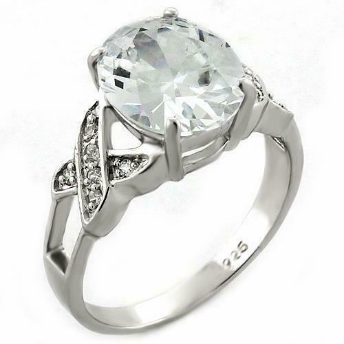 Jewellery Kingdom Ladies 2.50 Carat Oval Cz Sterling Silver Engagement Silver Ring - Jewelry Rings - British D'sire Main image