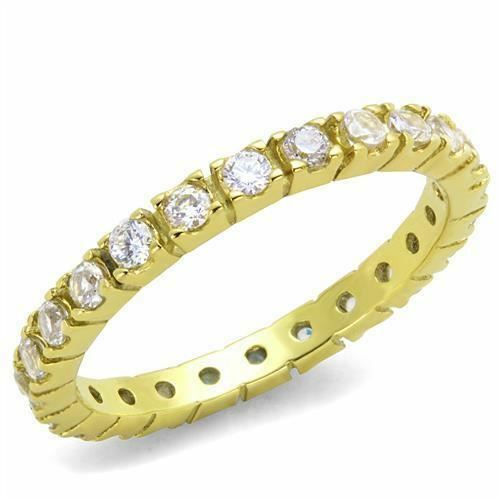 Jewellery Kingdom Ladies 2mm Full Eternity Wedding Band Stacking 18kt Steel Cz Gold Ring - Jewelry Rings - British D'sire Main image