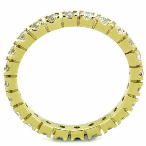 Jewellery Kingdom Ladies 2mm Full Eternity Wedding Band Stacking 18kt Steel Cz Gold Ring - Jewelry Rings - British D'sire