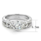 Jewellery Kingdom Ladies 2pcs Engagement Set Wedding Band Cz Rhodium Ring (Silver) - Jewelry Rings - British D'sire