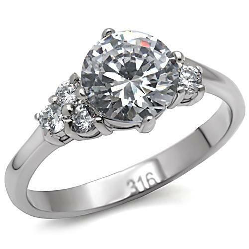 Jewellery Kingdom Ladies 3 Carat Cz Stainless Steel Anniversary Silver Ring - Jewelry Rings - British D'sire