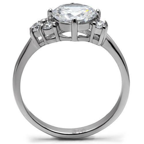 Jewellery Kingdom Ladies 3 Carat Cz Stainless Steel Anniversary Silver Ring - Jewelry Rings - British D'sire Main image