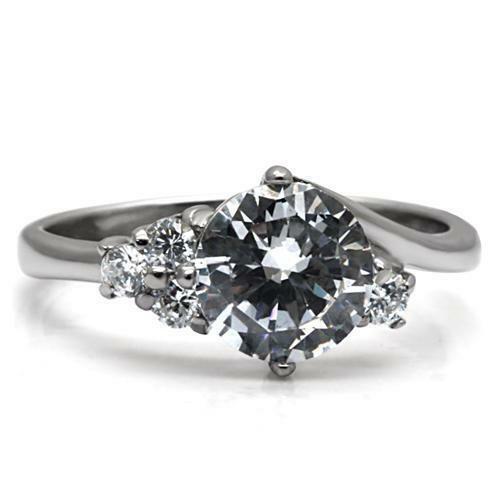 Jewellery Kingdom Ladies 3 Carat Cz Stainless Steel Anniversary Silver Ring - Jewelry Rings - British D'sire