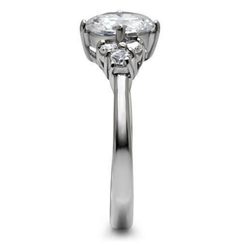Jewellery Kingdom Ladies 3 Carat Cz Stainless Steel Anniversary Silver Ring - Jewelry Rings - British D'sire