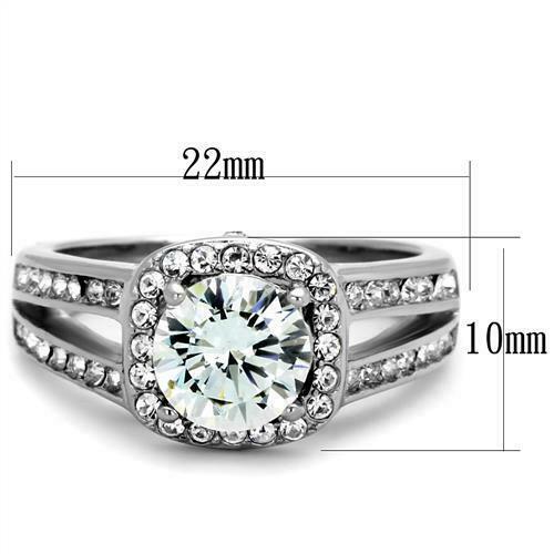 Jewellery Kingdom Ladies 3 Carat Engagement Cubic Zirconia Stainless Steel Silver Ring - Jewelry Rings - British D'sire