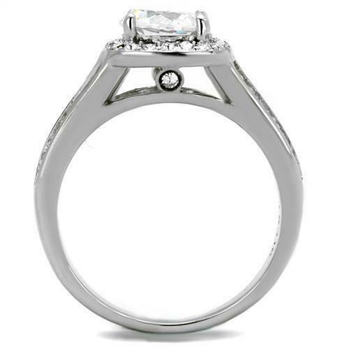 Jewellery Kingdom Ladies 3 Carat Engagement Cubic Zirconia Stainless Steel Silver Ring - Jewelry Rings - British D'sire