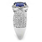 Jewellery Kingdom Ladies 3 Carat Oval Sapphire Blue Cz Silver Rhodium Ring - Jewelry Rings - British D'sire