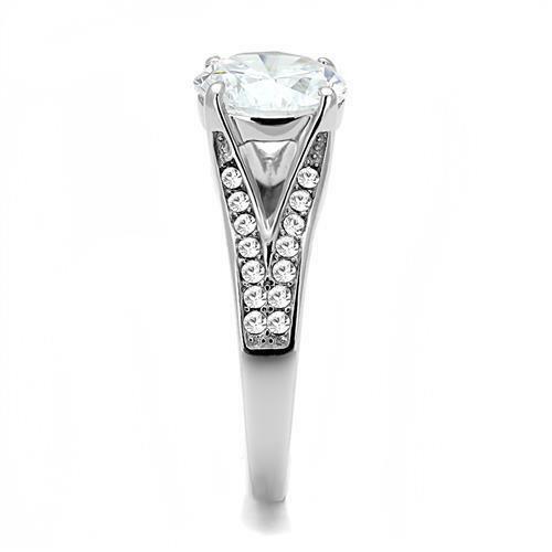 Jewellery Kingdom Ladies 3 Carat Solitaire Accents Stainless Steel Engagement Silver Ring - Jewelry Rings - British D'sire