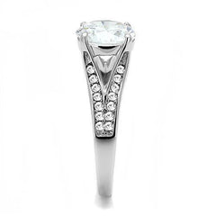Jewellery Kingdom Ladies 3 Carat Solitaire Accents Stainless Steel Engagement Silver Ring - Jewelry Rings - British D'sire