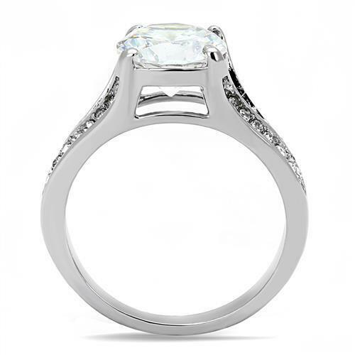 Jewellery Kingdom Ladies 3 Carat Solitaire Accents Stainless Steel Engagement Silver Ring - Jewelry Rings - British D'sire