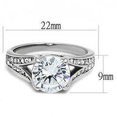 Jewellery Kingdom Ladies 3 Carat Solitaire Accents Stainless Steel Engagement Silver Ring - Jewelry Rings - British D'sire