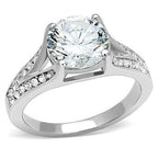 Jewellery Kingdom Ladies 3 Carat Solitaire Accents Stainless Steel Engagement Silver Ring - Jewelry Rings - British D'sire