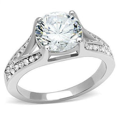 Jewellery Kingdom Ladies 3 Carat Solitaire Accents Stainless Steel Engagement Silver Ring - Jewelry Rings - British D'sire