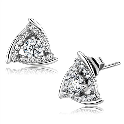 Jewellery Kingdom Ladies 3 Carat Solitaire Per Ear Stainless Steel Silver Stud Earrings - Earrings - British D'sire Main image