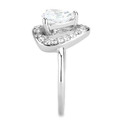 Jewellery Kingdom Ladies 3 Carat Trillion Dress Cz Stainless Steel Ring (Silver) - Jewelry Rings - British D'sire