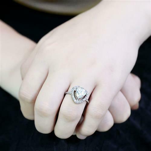 Jewellery Kingdom Ladies 3 Carat Trillion Dress Cz Stainless Steel Ring (Silver) Secondary image