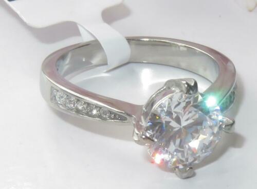 Jewellery Kingdom Ladies 3carat CZ Solitaire Cubic Zirconia Stainless Steel Ring (Silver) - Jewelry Rings - British D'sire
