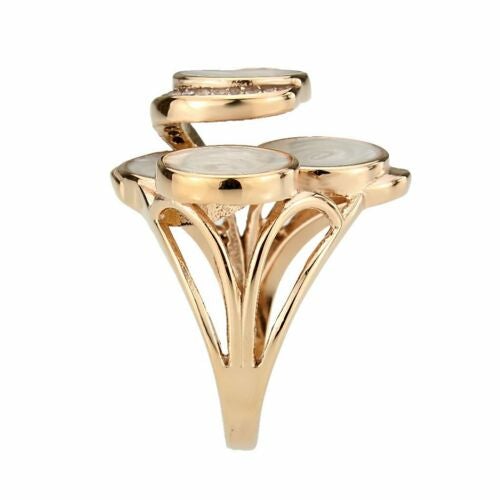 Jewellery Kingdom Ladies 3D Circles Cocktail Statement Steel Ring (Gold) - Rings - British D'sire