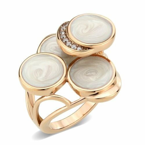 Jewellery Kingdom Ladies 3D Circles Cocktail Statement Steel Ring (Gold) - Rings - British D'sire Main image