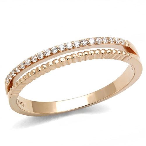 Jewellery Kingdom Ladies 3mm Cubic Zirconia Sterling Silver Elegant Rose Gold Band Ring - Jewelry Rings - British D'sire Main image