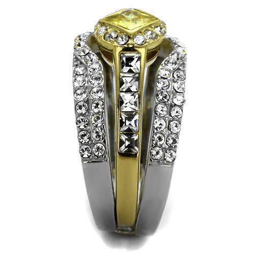 Jewellery Kingdom Ladies 3pc Set Citrine Gold Yellow 18kt Wedding Engagement Band Steel Ring - Jewelry Rings - British D'sire Main image