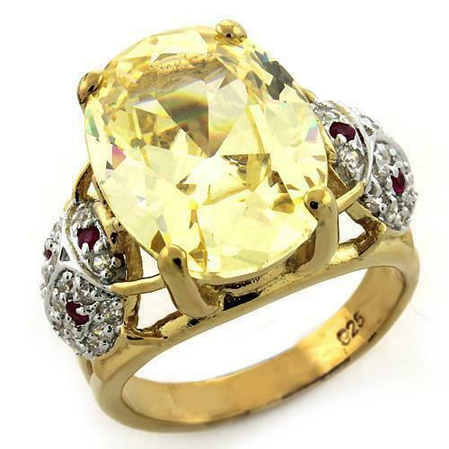 Jewellery Kingdom Ladies 4 Carat Citrine Yellow Ruby Cz Sterling Silver Ring (Gold) - Jewelry Rings - British D'sire Main image