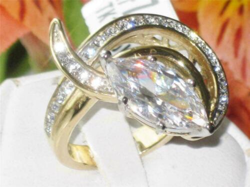 Jewellery Kingdom Ladies 4 Carat Marquise Swirl Steel Cz Cocktail Gold Ring - Jewelry Rings - British D'sire